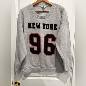 Gray Crewneck Sweater with New York 96 Design